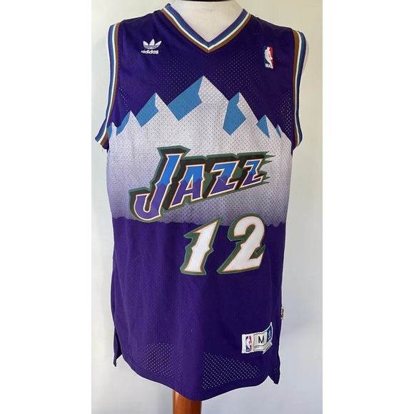 VINTAGE ADIDAS UTAH JAZZ JOHN STOCKTON STITCHED JERSEY SIZE MEDIUM - Picture 3 of 9